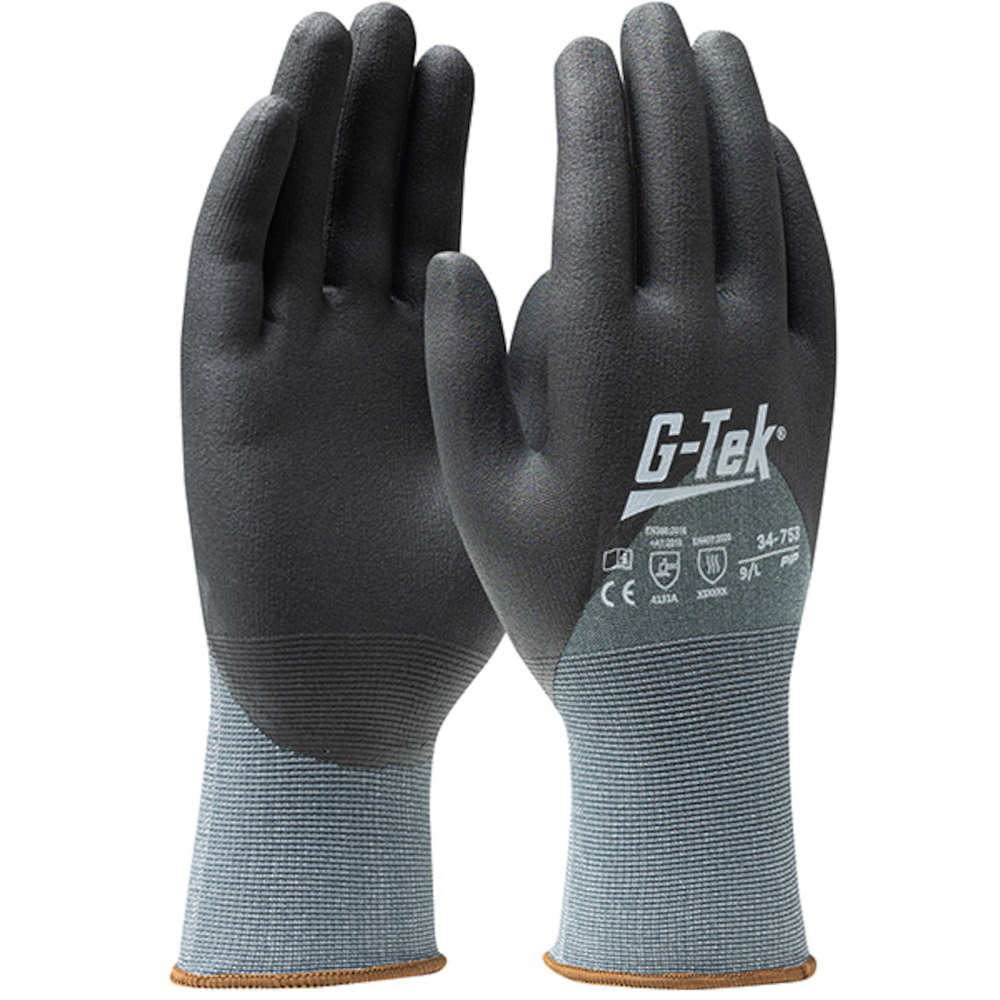 Gants doublure nylon/spandex nitrile mousse vert foncé  G-TEK - 34-753