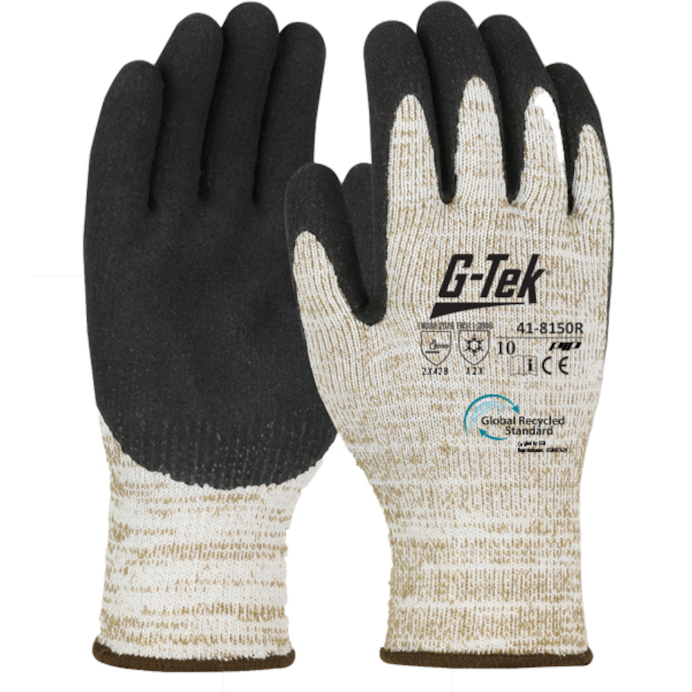 Gants doublure acrylique/fibre recyclé latex microsurface 3RX marron  G-TEK - 41-8150R