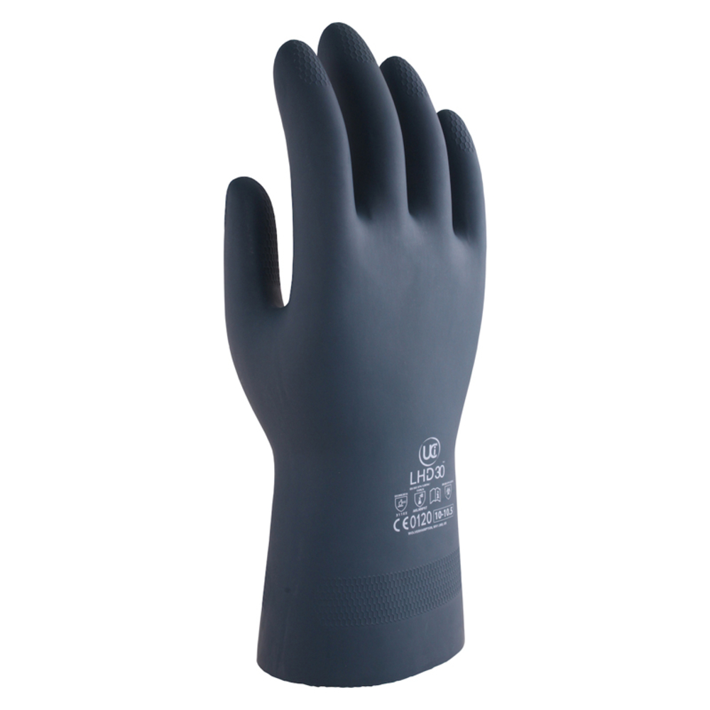 Gants LHD30 mélange caoutchouc naturel et néoprène noir noir - Lot de 10 - UCI - G/LHD30/BK