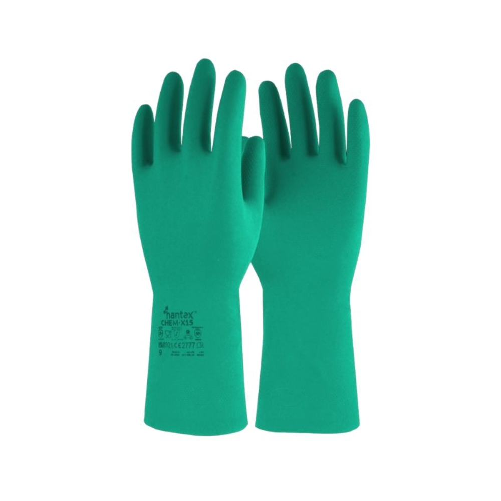 Gants manchette longue en nitrile vert - HANTEX - HANTEX-CHEM-X15G