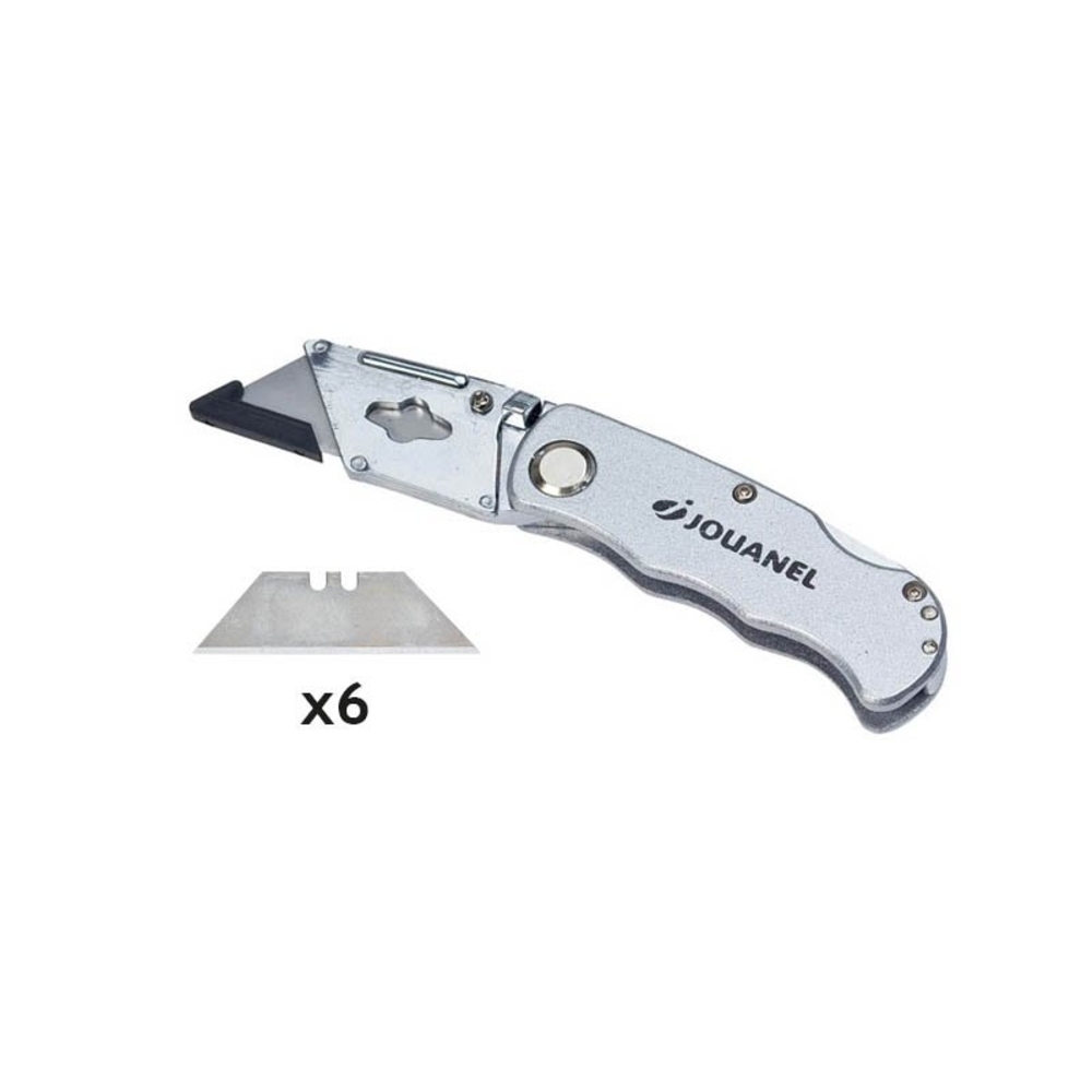 COUTEAU REPLIABLE POUR LAMES TRAPÉZOÏDALE ET À CROCHET (AVEC 6 LAMES TRAPÉZ) - JOUANEL INDUSTRIE - COUT-R