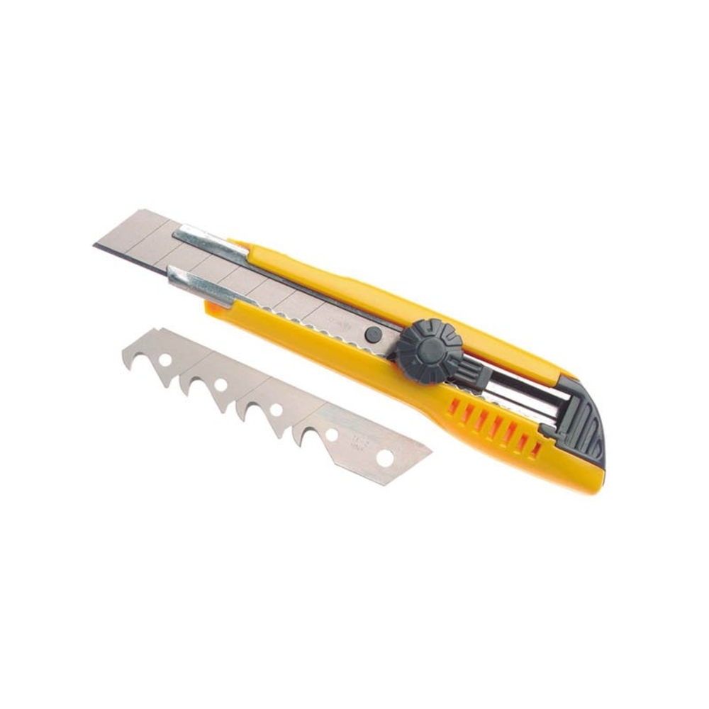 CUTTER STANDARD 18 MM 1 LAME DROITE À CASSER ET 1 LAME À CROCHET À CASSER - JOUANEL INDUSTRIE - CUT182L