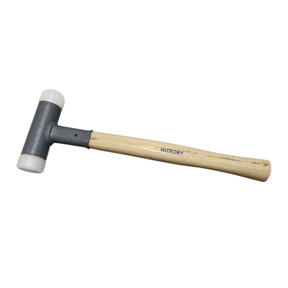 MAILLET SANS REBOND Ø30 MM 1 EMBOUT NYLON PLAT 1 ARRONDI MANCHE HICKORY - JOUANEL INDUSTRIE - MARAR30R