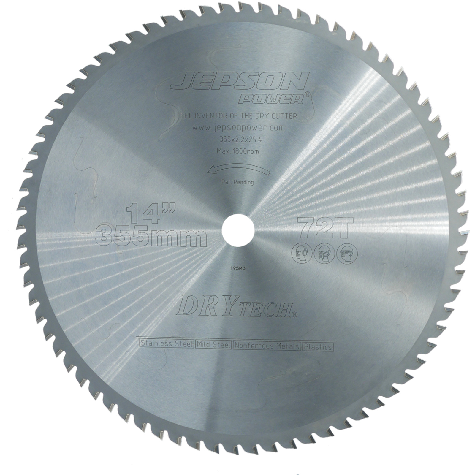 Lame carbure Drytech Ø 355 mm / 72D pour acier / inox - parois moyennes JEPSON - 600580