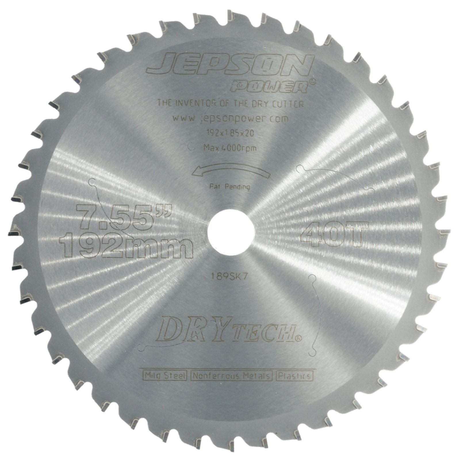 Lame carbure Drytech Ø 192 mm / 40D pour acier JEPSON - 719240