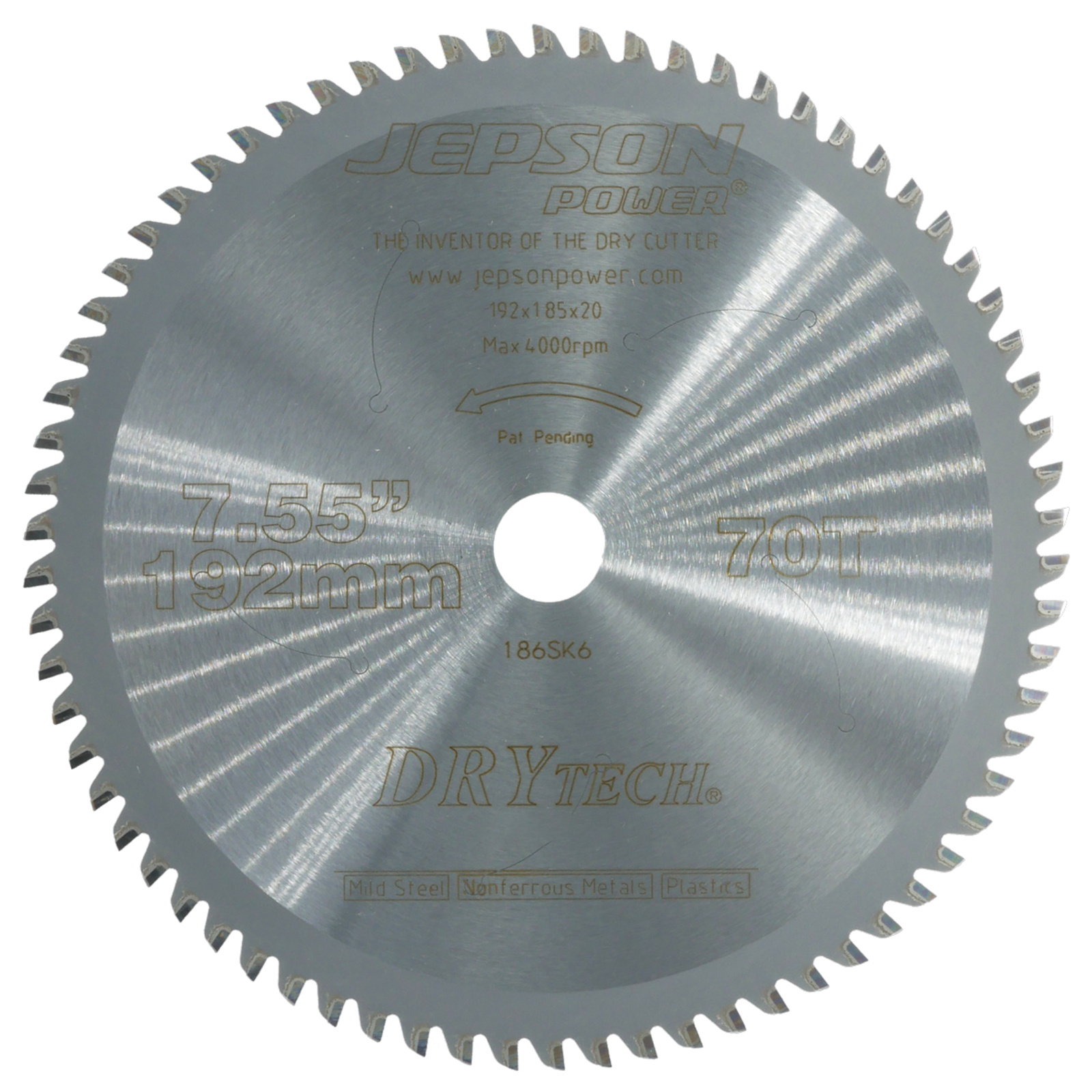 Lame carbure Drytech Ø 192 mm / 70D pour acier JEPSON - 719270