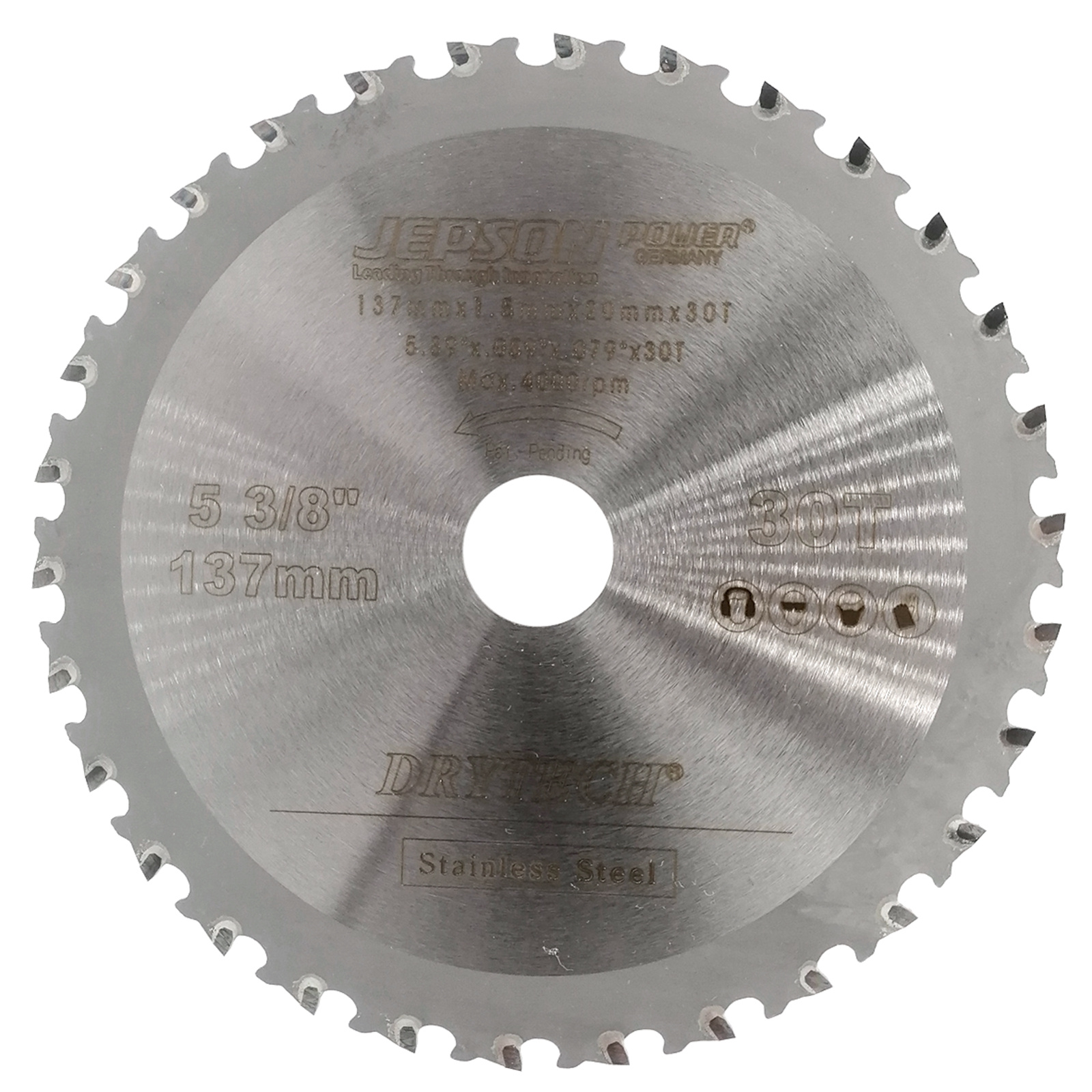 Lame carbure Drytech INOX pour machines sans fil Ø 137 mm / 30D pour inox JEPSON - 72113730I