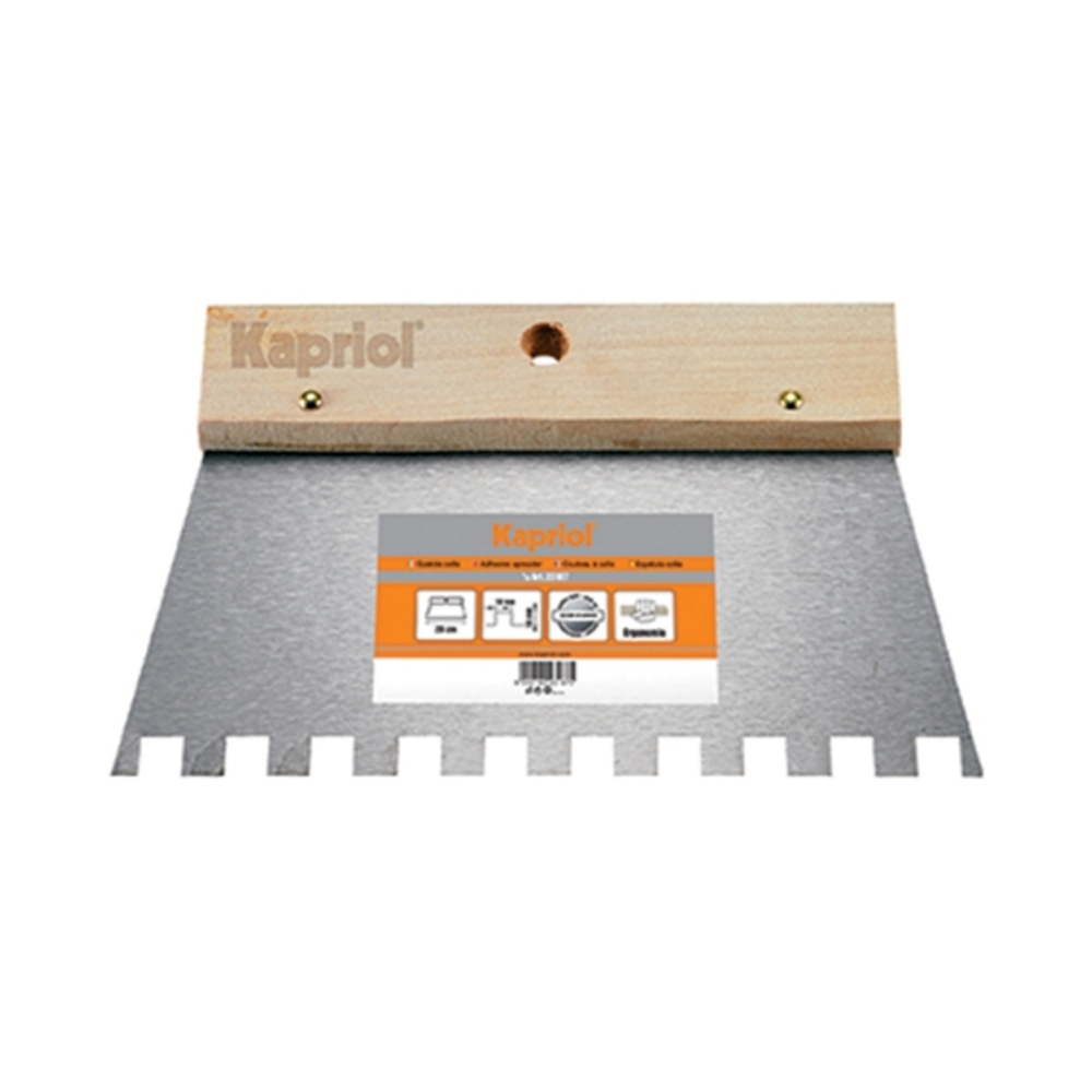 SPATULE À COLLE DENTÉE CARRÉE 10x10MM MANCHE BOIS - KAPRIOL - 23187