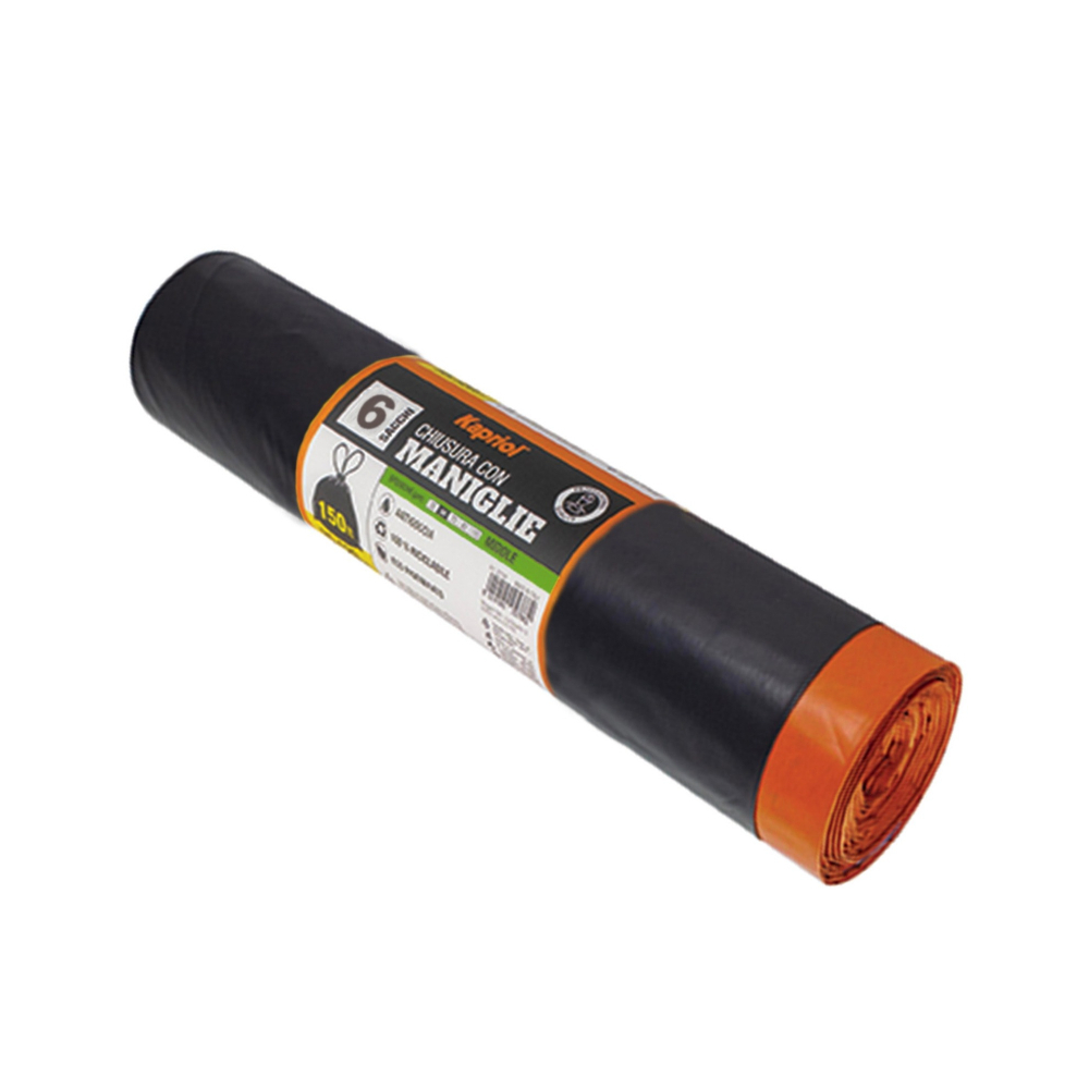 LOT DE 6 SACS A DECHETS DOUBLE COUCHE A POIGNEE 95x120 - KAPRIOL - 25789