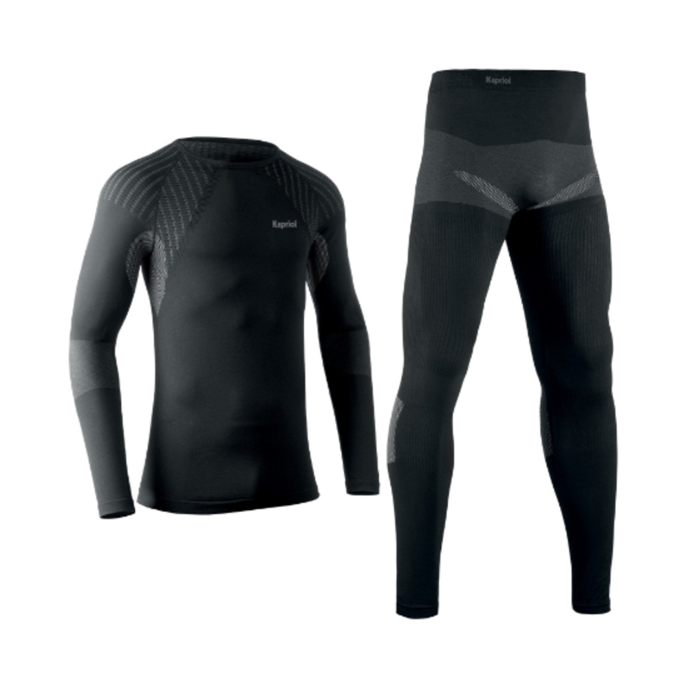 LOT DE PULL A COL ROULE + PANTALON THERMIQUES NOIR - KAPRIOL