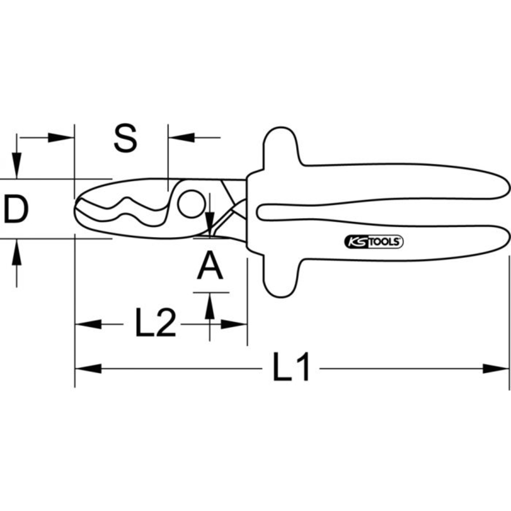 Pince coupe-câbles isolée 1000V à double tranchant 210 mm KS TOOLS - 112.1270