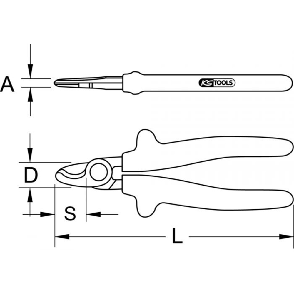 Pince coupe-câbles isolée 1000V Ø14 mm - 195 mm KS TOOLS - 112.1286