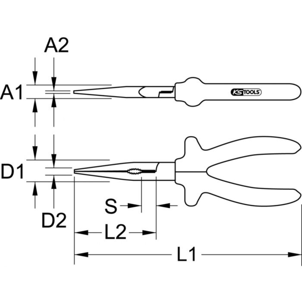 Pince à bec demi-rond isolée 170 mm KS TOOLS - 112.1293