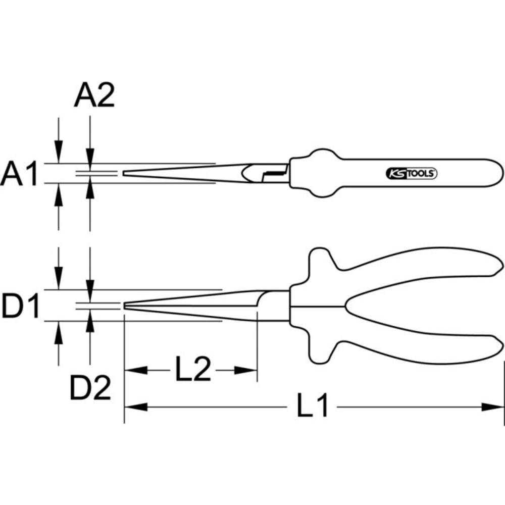 Pince plate isolée 1000V à bec long, L.170 mm KSTOOLS - 1121299