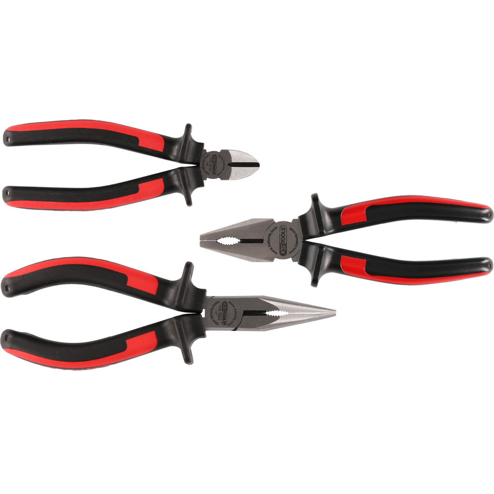 Jeu de 3 pinces KS coupante 165 mm universelle 180 mm becs demi-rond 21 KS TOOLS - 115.1010