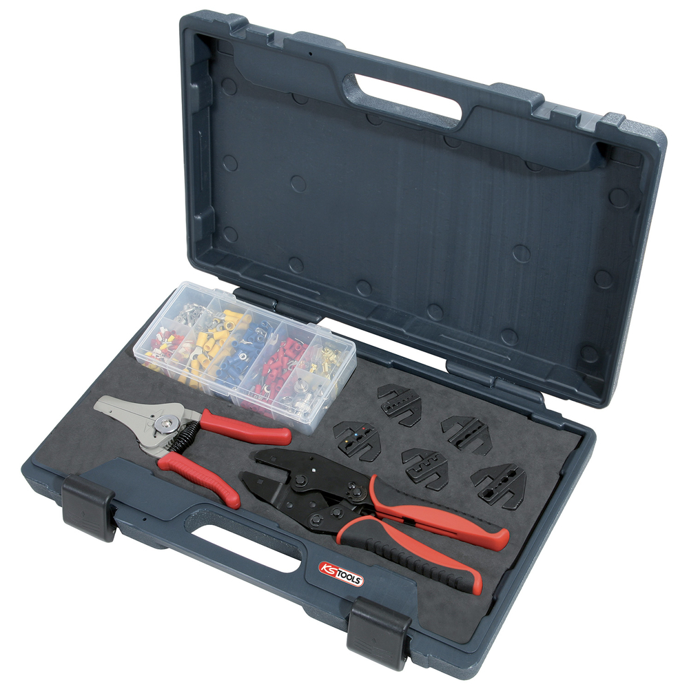 Jeu de 8 outils pour le sertissage et le dénudage + cosses KS TOOLS - 115.1400