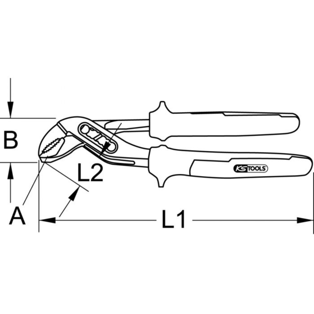 Pince multiprises entrepassée manche bi-matière 250 mm KS TOOLS - 115.2003