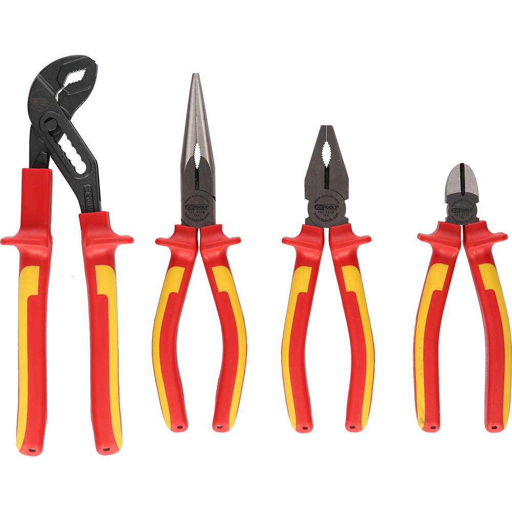 Jeu de 4 pinces isolées à poignée bi-composant KS TOOLS - 117.1100