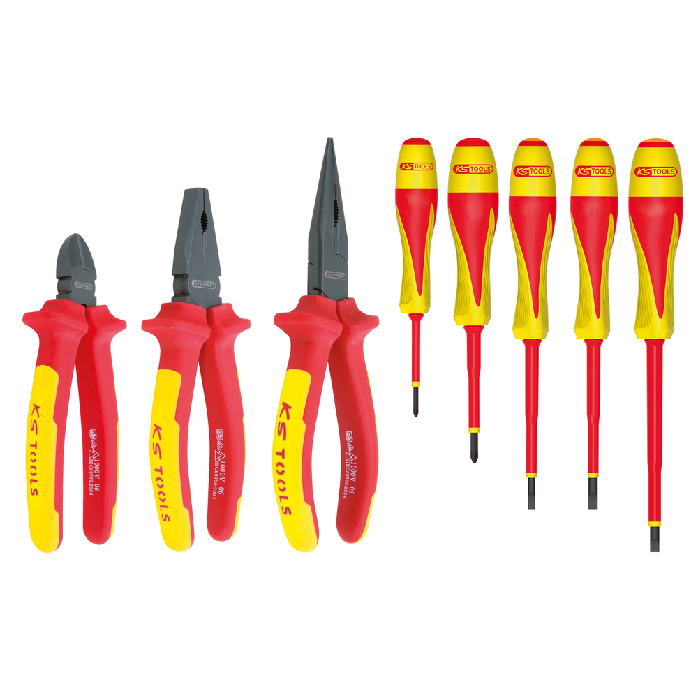 Jeu de pinces et tournevis à poignée bi-composant - 8 pcs KS TOOLS - 117.1105