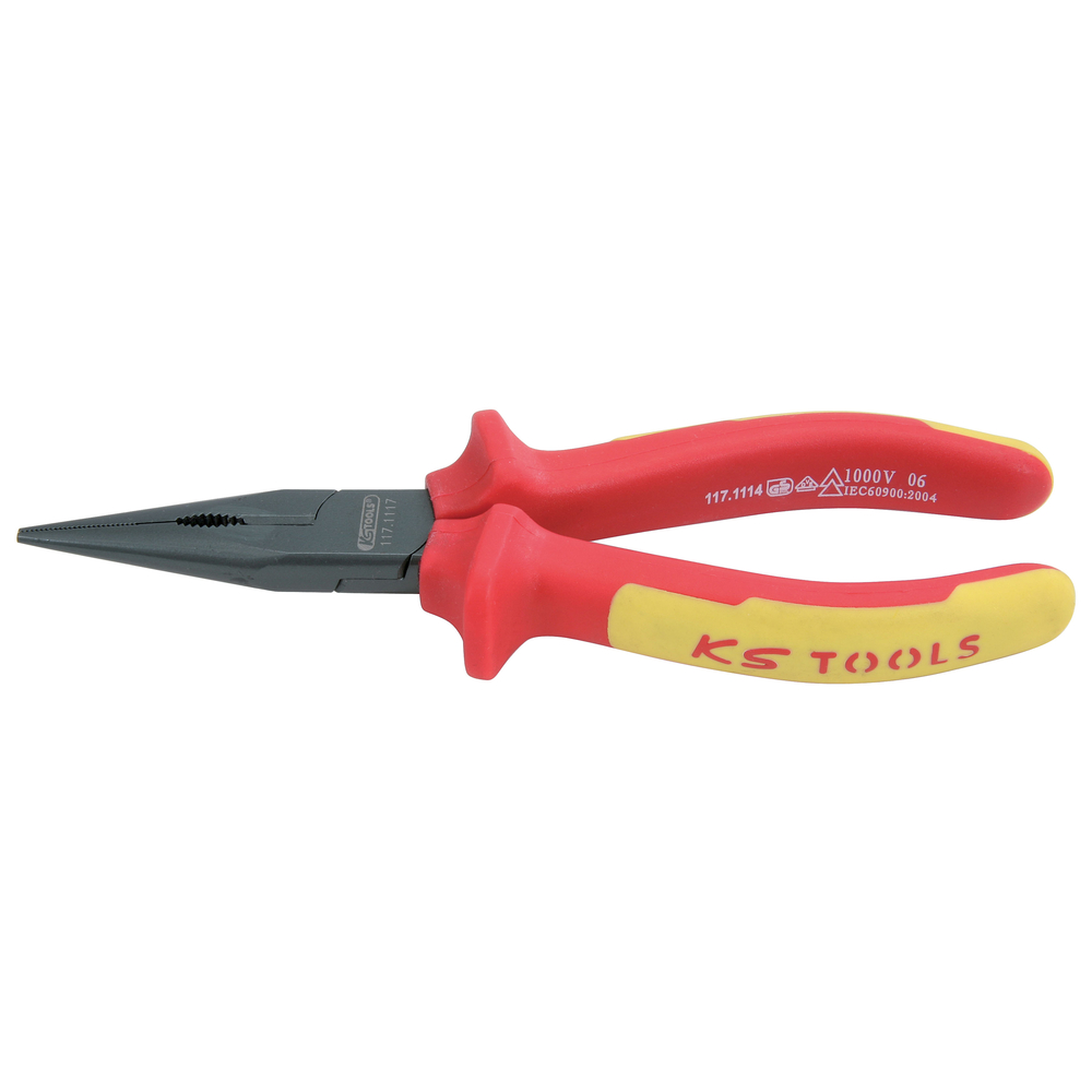 Pince à bec demi-rond droit isolée à poignée bi-composant 150 mm KS TOOLS - 117.1117