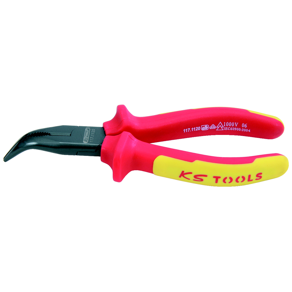 Pince à bec demi-rond coudé isolée à poignée bi-composant 150 mm KS TOOLS - 117.1120