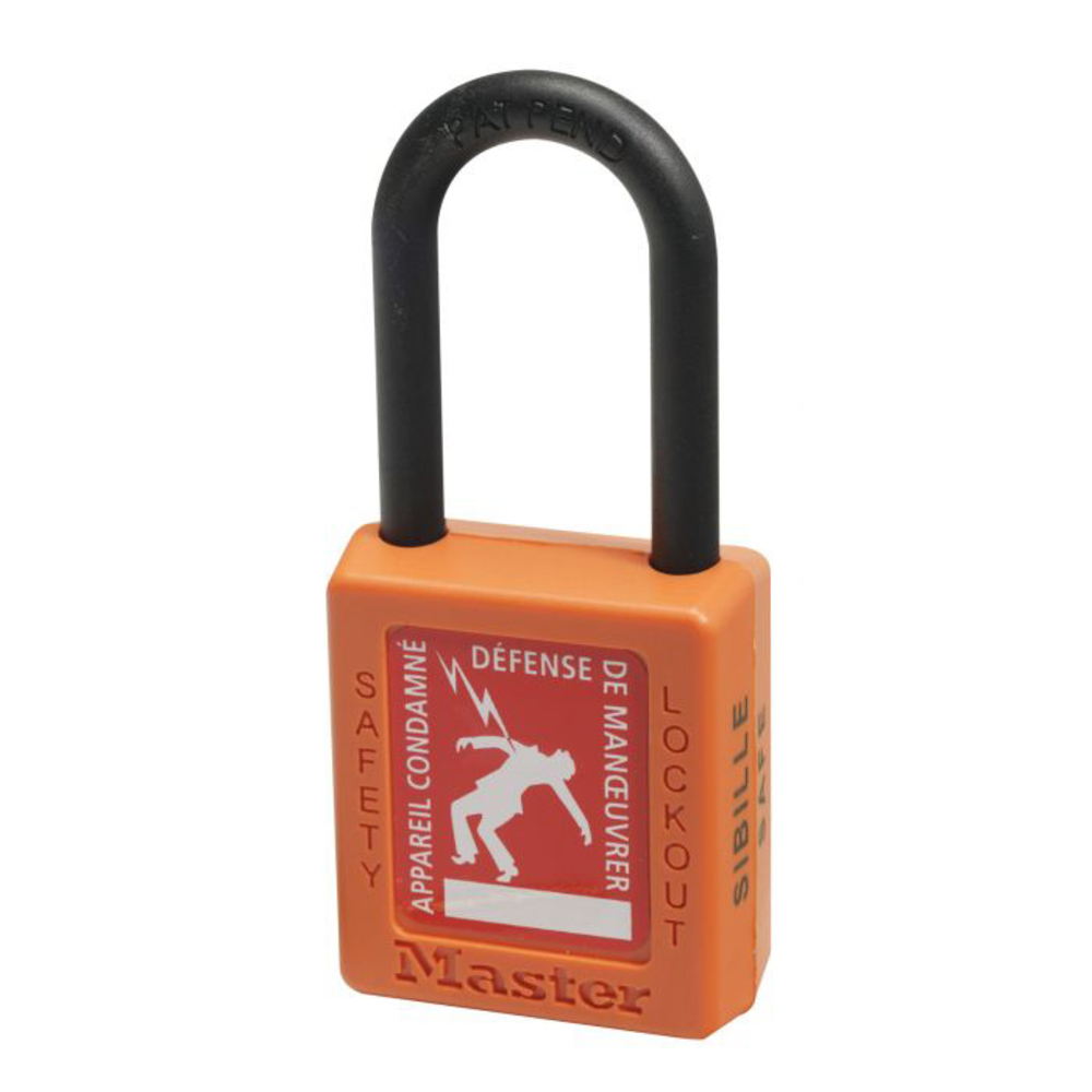 Cadenas orange en nylon, anse Ø 6 mm x H.44 mm avec étiquette de signalisation KSTOOLS - 117.1435