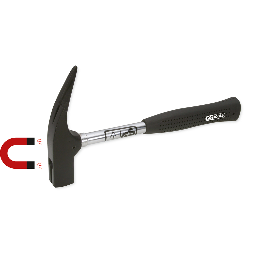 Marteau de charpentier magnétique 600 g manche acier tubulaire néoprène KS TOOLS - 140.2002