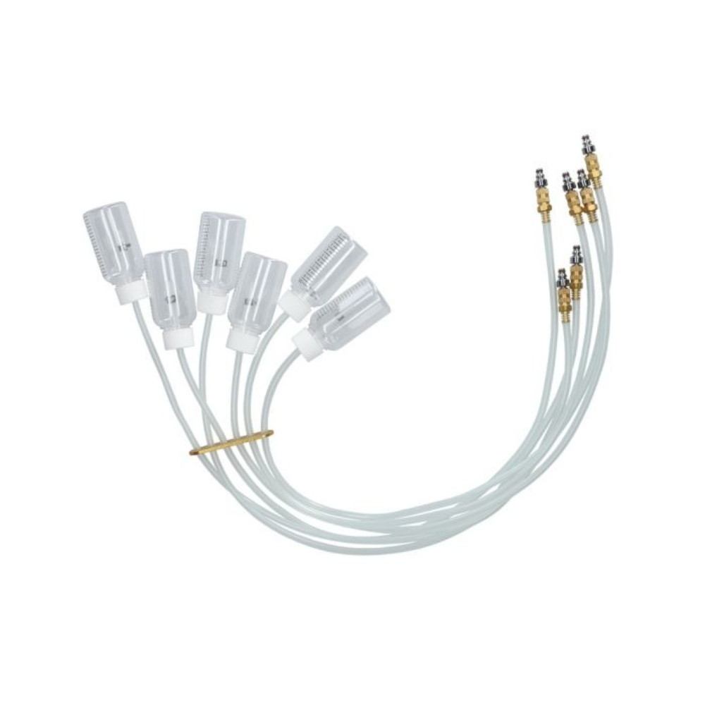 6 Fioles avec tuyaux du coffret de contrôle d'injecteurs Common Rail 150.1590 KS TOOLS - 150.1592