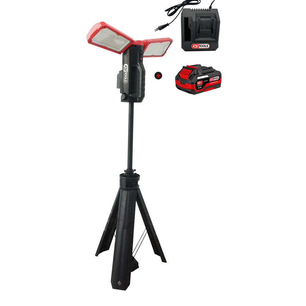 Projecteur portable sur trépied 10 000 lumens avec batterie 18v 4ah et chargeur rapide KS TOOLS - 150.4470F-A1
