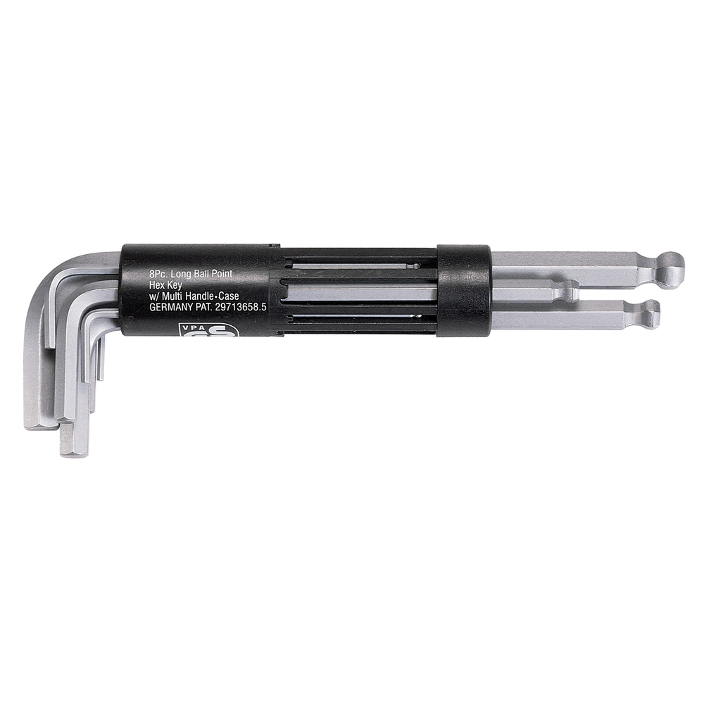 Jeu de 8 clés mâles 6 pans à tête sphérique longues 5/64