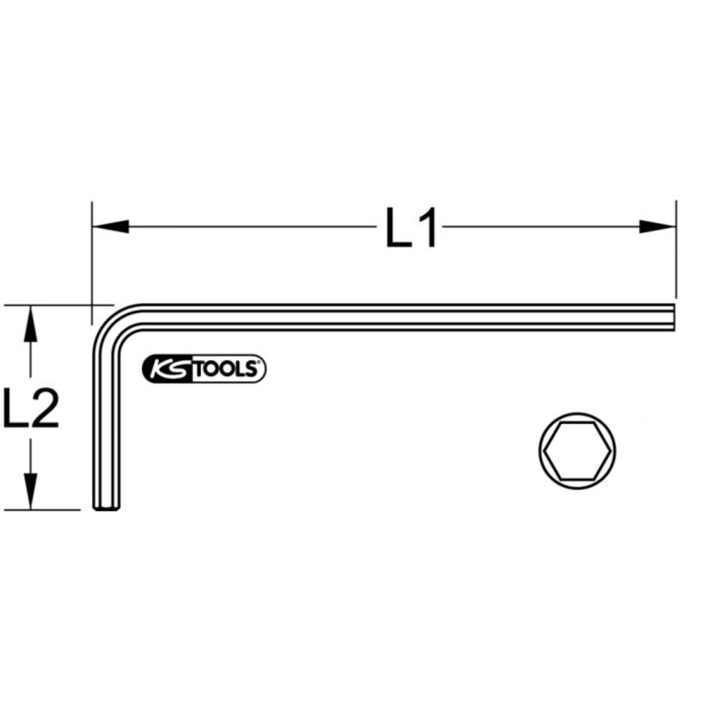 Clé mâle brunie longue 6 pans 3/64