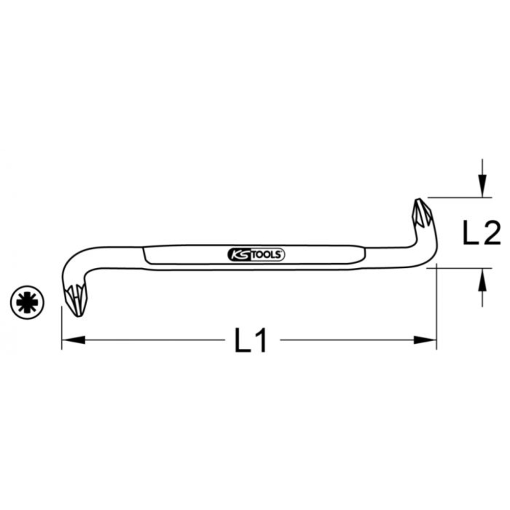 Clé mâle contre-coudée POZODRIV PZ1-PZ2 KS TOOLS - 151.2683