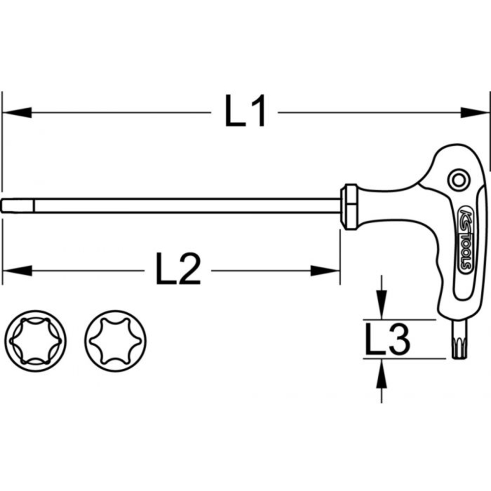 Clé mâle TORX tête sphérique à poignée en T T10 KS TOOLS - 151.2755