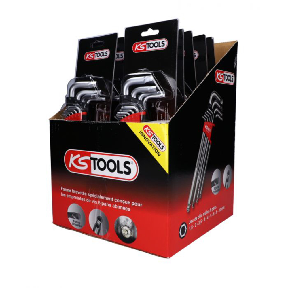 Display de 10 jeux de 9 clés mâles pour vis abimées 6 pans KS TOOLS - 151.2800D