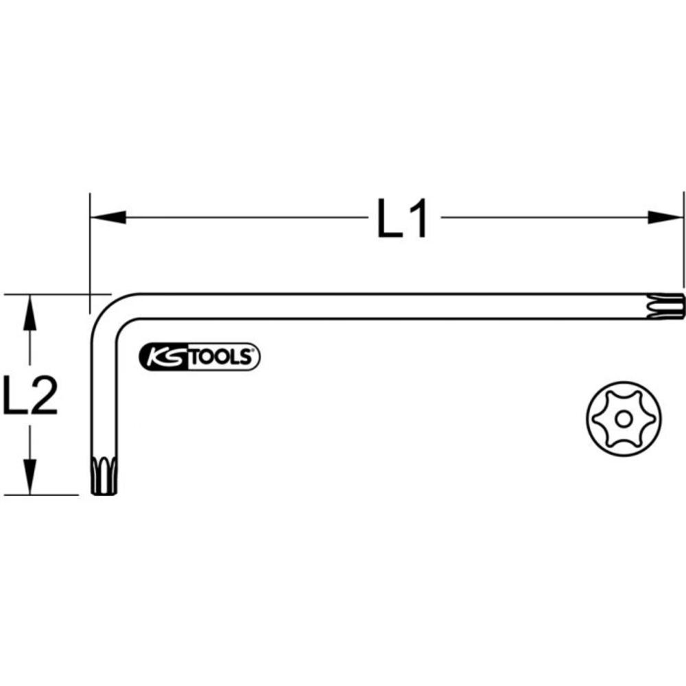 Clé mâle TORX percé longue TB5 KS TOOLS - 151.2955