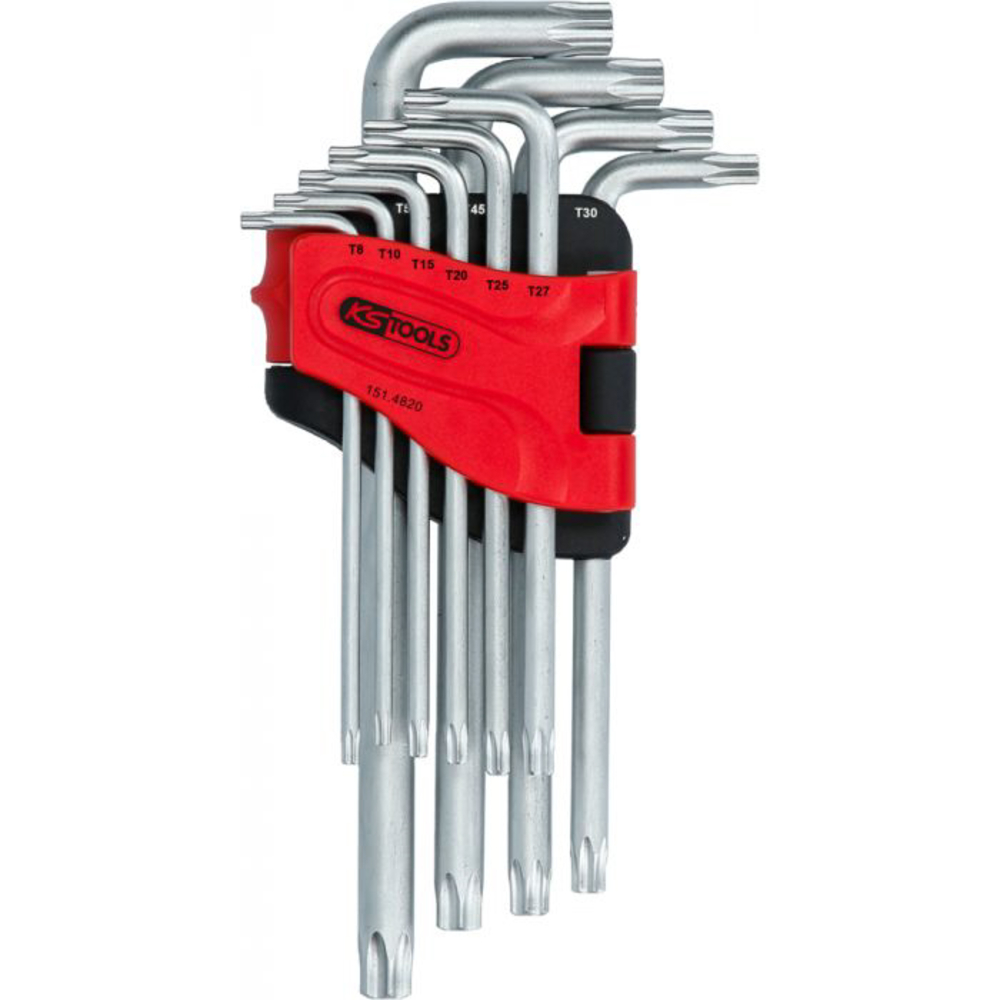 Jeu de 10 clés mâles TORX percé longues TB8 à TB50 KS TOOLS - 151.4820