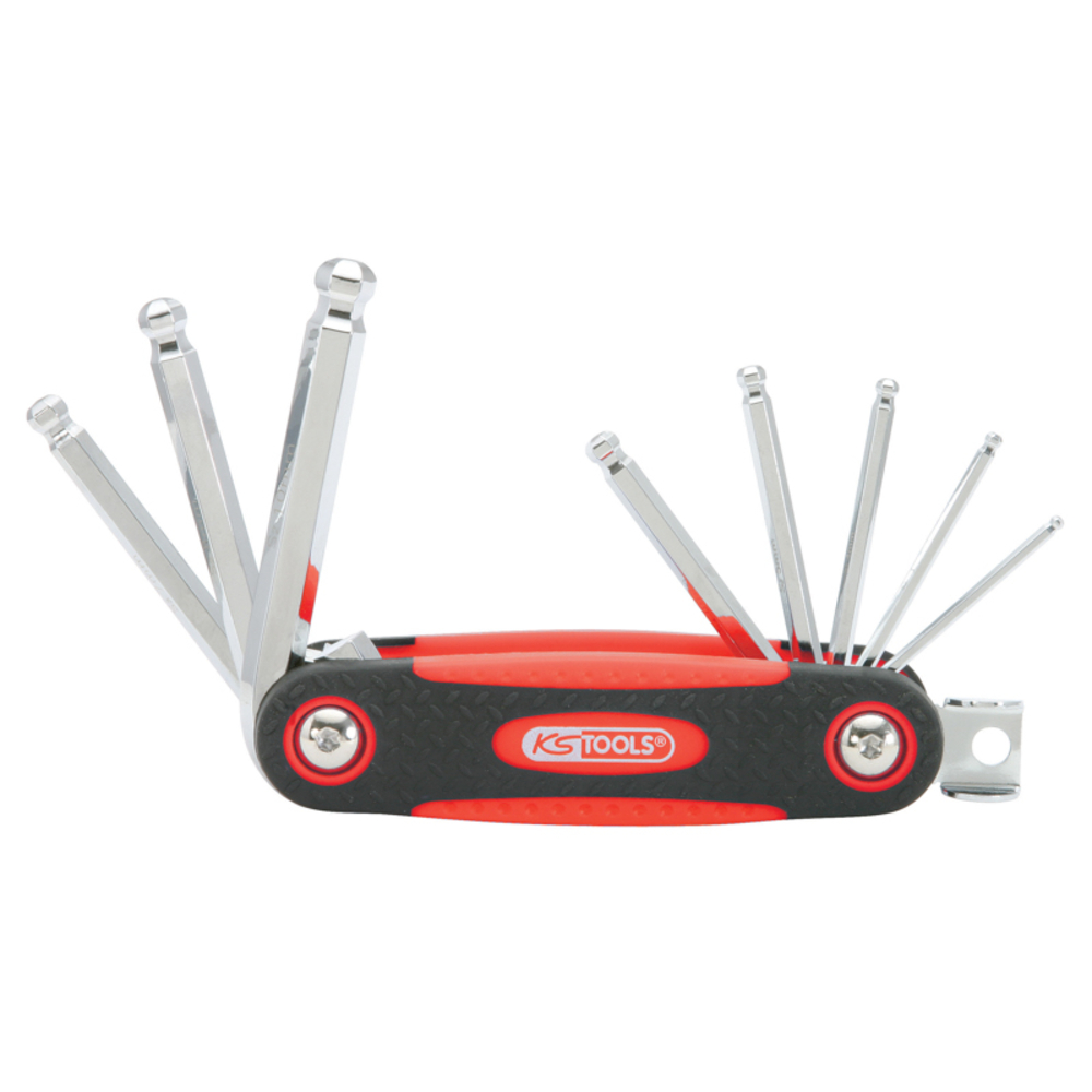 Jeu de 8 clés mâles 6 pans à tête sphérique sur monture KS TOOLS - 158.3520