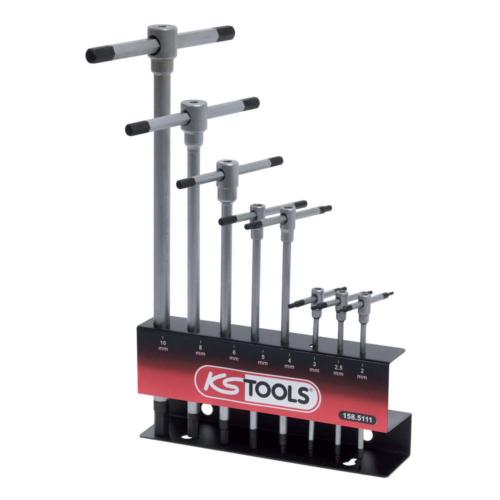 Présentoir de clés 6 pans à poignée en T 8 pièces KS TOOLS - 158.5111