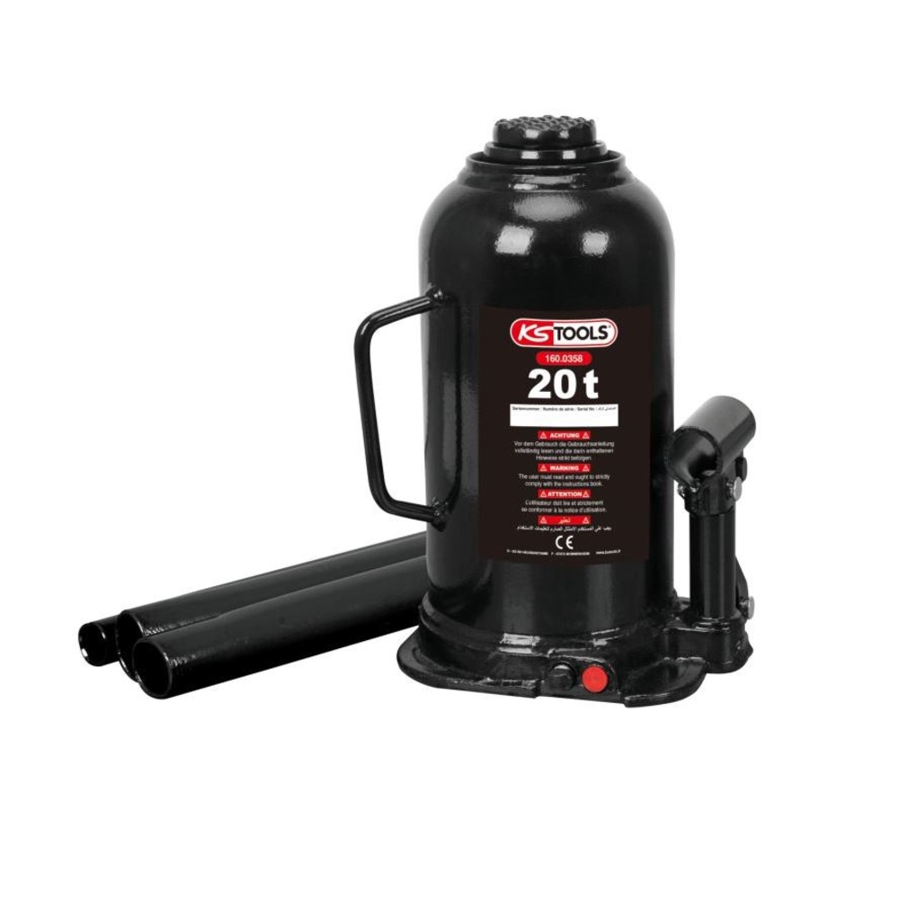 Cric bouteille hydraulique capacité 20 tonnes KS TOOLS 160.0358 KS TOOLS - 160.0358