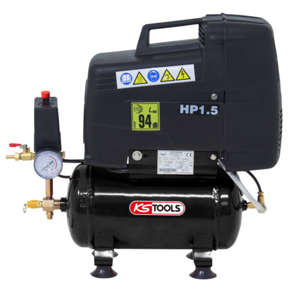 Compresseur KS TOOLS 6l 8bar air sec 220V mono 165.0801