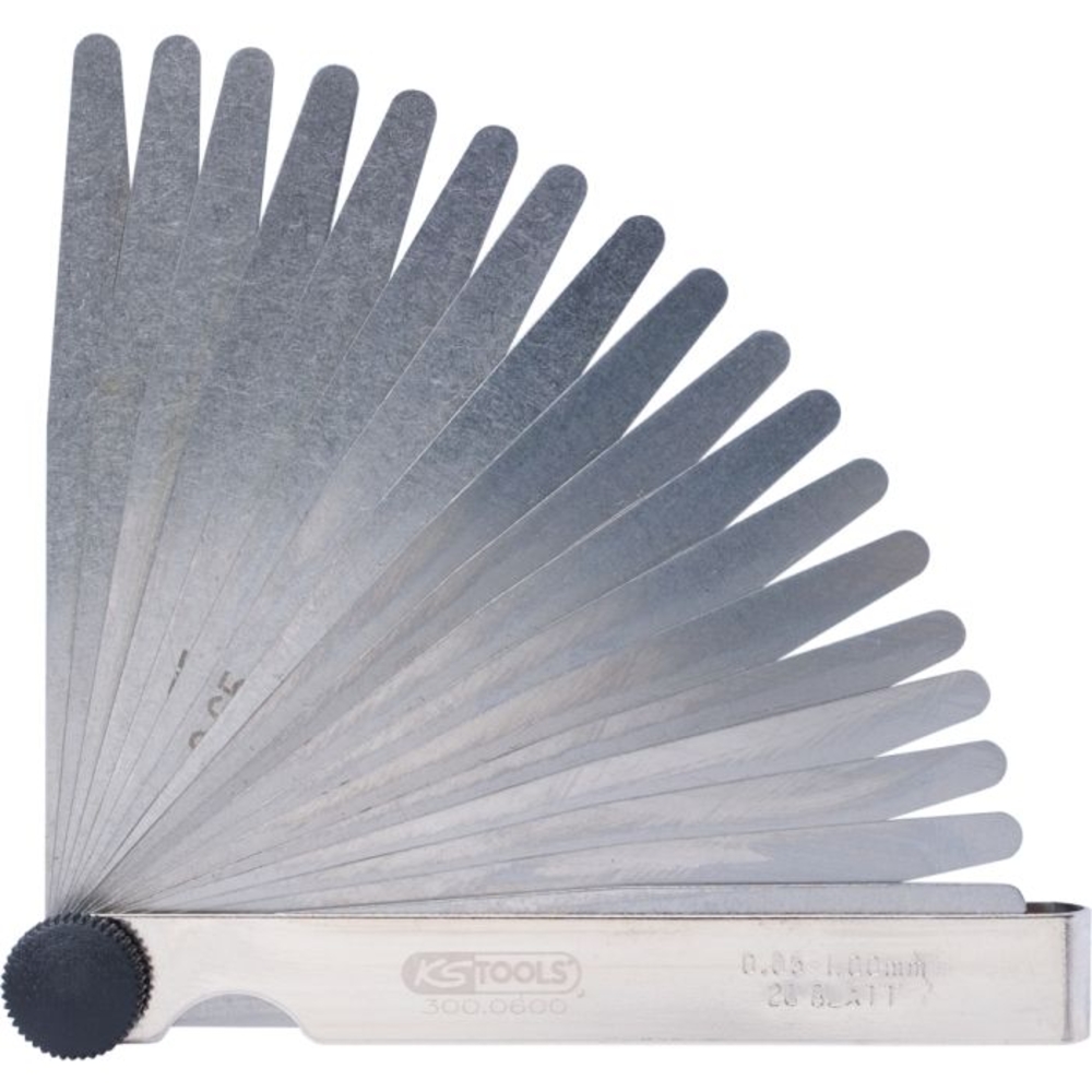 Jauge d'épaisseur 20 lames de 0,05 à 1 mm L100 mm sur carte KS TOOLS - 300.0600-E