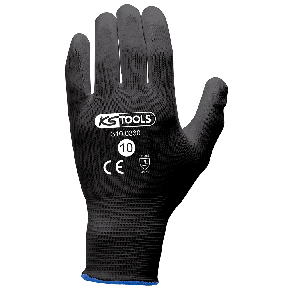 Gants microfibres noirs, T.9, 12 paires KS TOOLS - 310.03