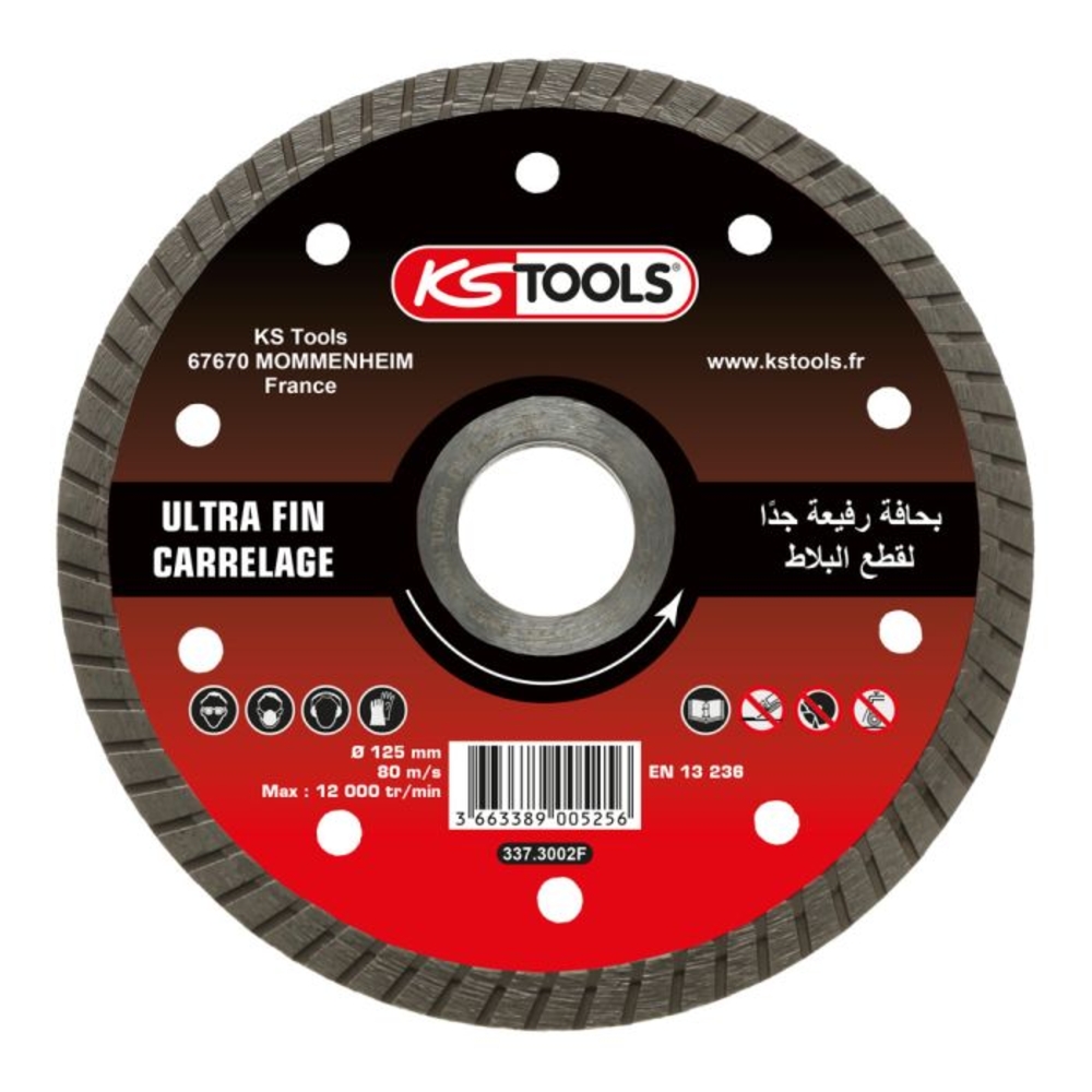 Disque diamant ultra-fin carrelage PCW diam. 125 mm alésage 22,23 mm KS TOOLS - 337.3002F