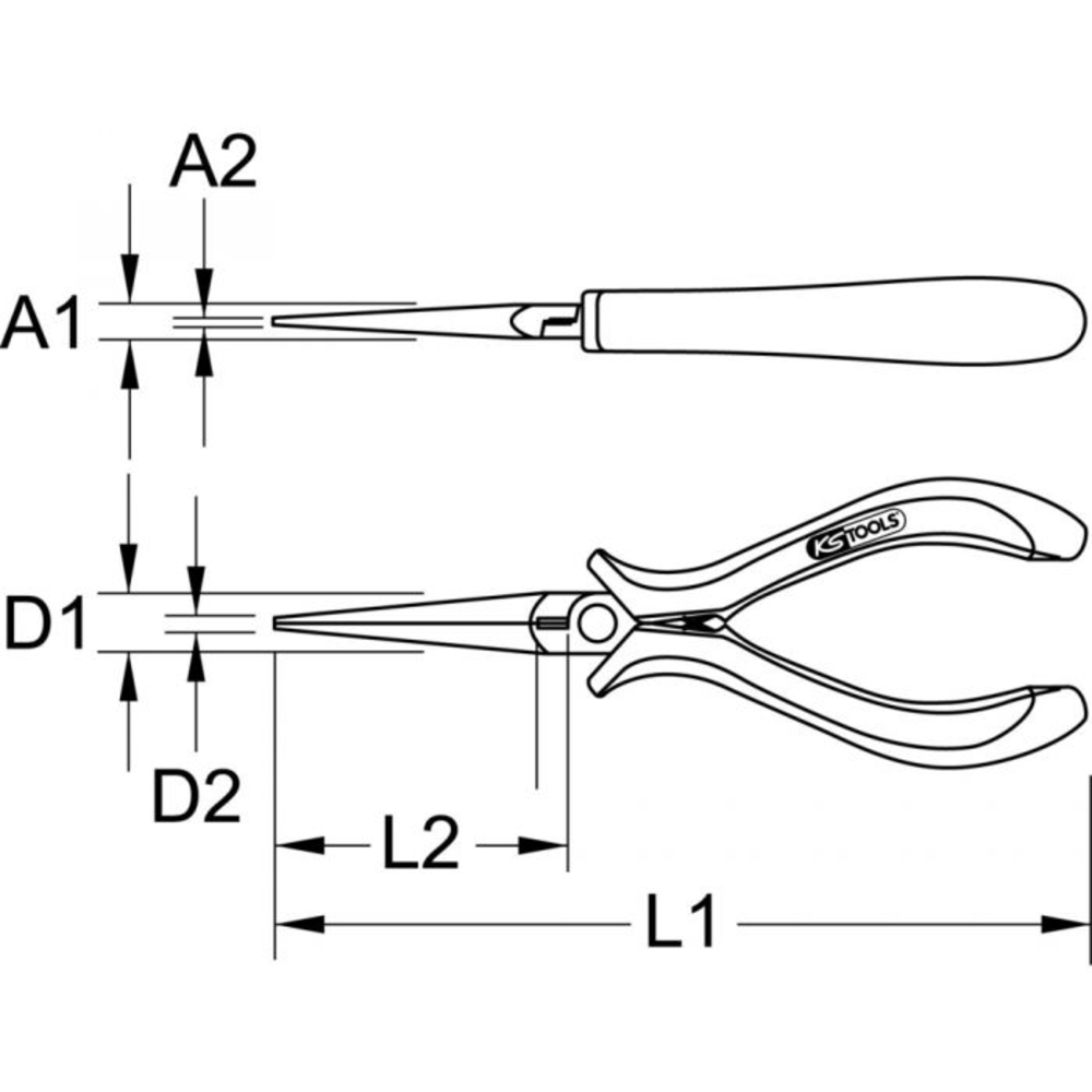 Pince ESD à bec demi-rond strié, 130 mm KSTOOLS - 5007065