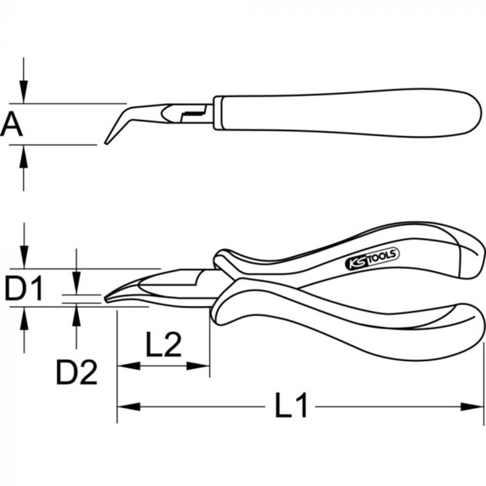 Pince ESD à bec coudé strié, 130 mm KSTOOLS - 5007067