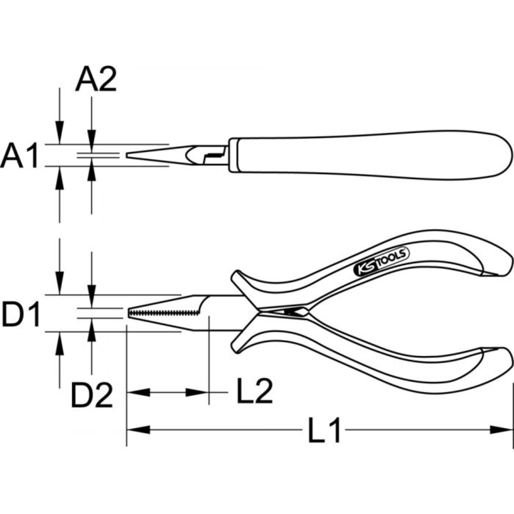 Pince électronique à bec plat 130 mm KS TOOLS - 500.7075