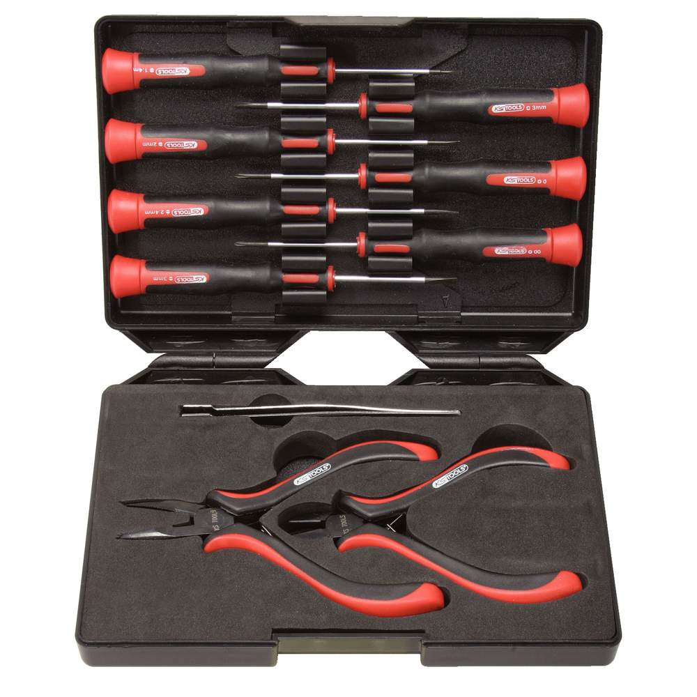 Coffret de pinces et tournevis électroniques 1,4 à 3 mm - 10 pcs KS TOOLS - 500.7180