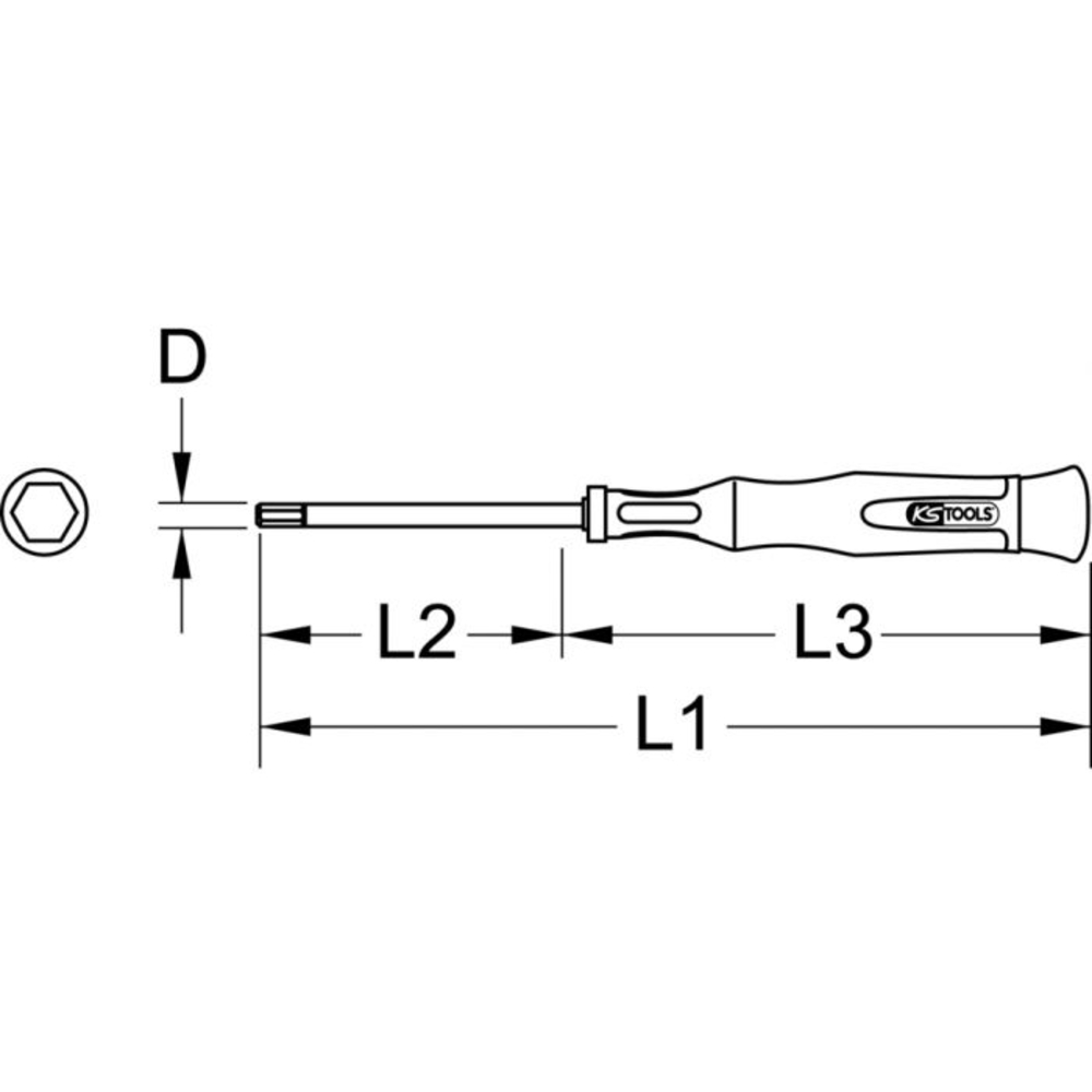 Tournevis éléctronique 6 pans à tête sphérique 1/16