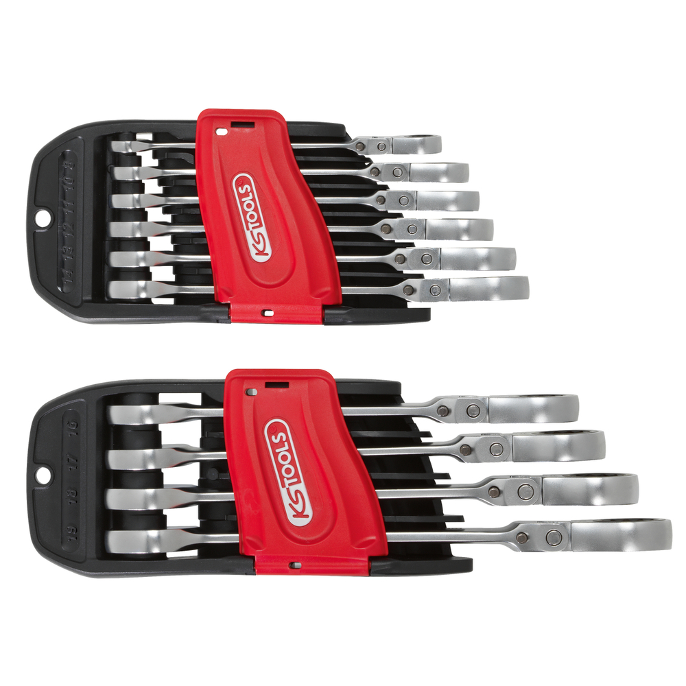 Jeu de 10 clés mixtes à cliquet à tête inclinable à verrouillage GEARplus KS TOOLS - 503.4850