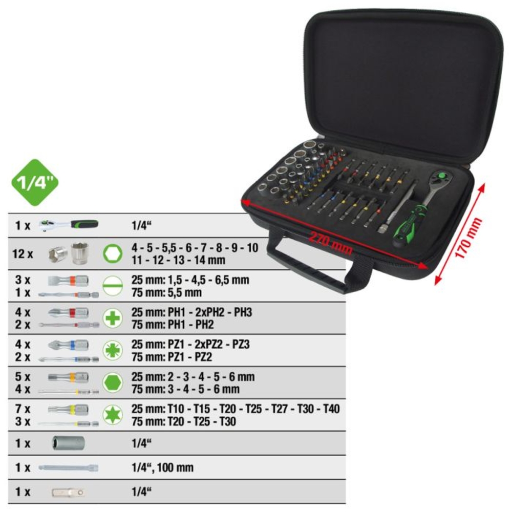 Mini jeu de douilles tournevis COMPETITION 51 pcs - KS TOOLS - 512.0053